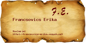 Francsovics Erika névjegykártya